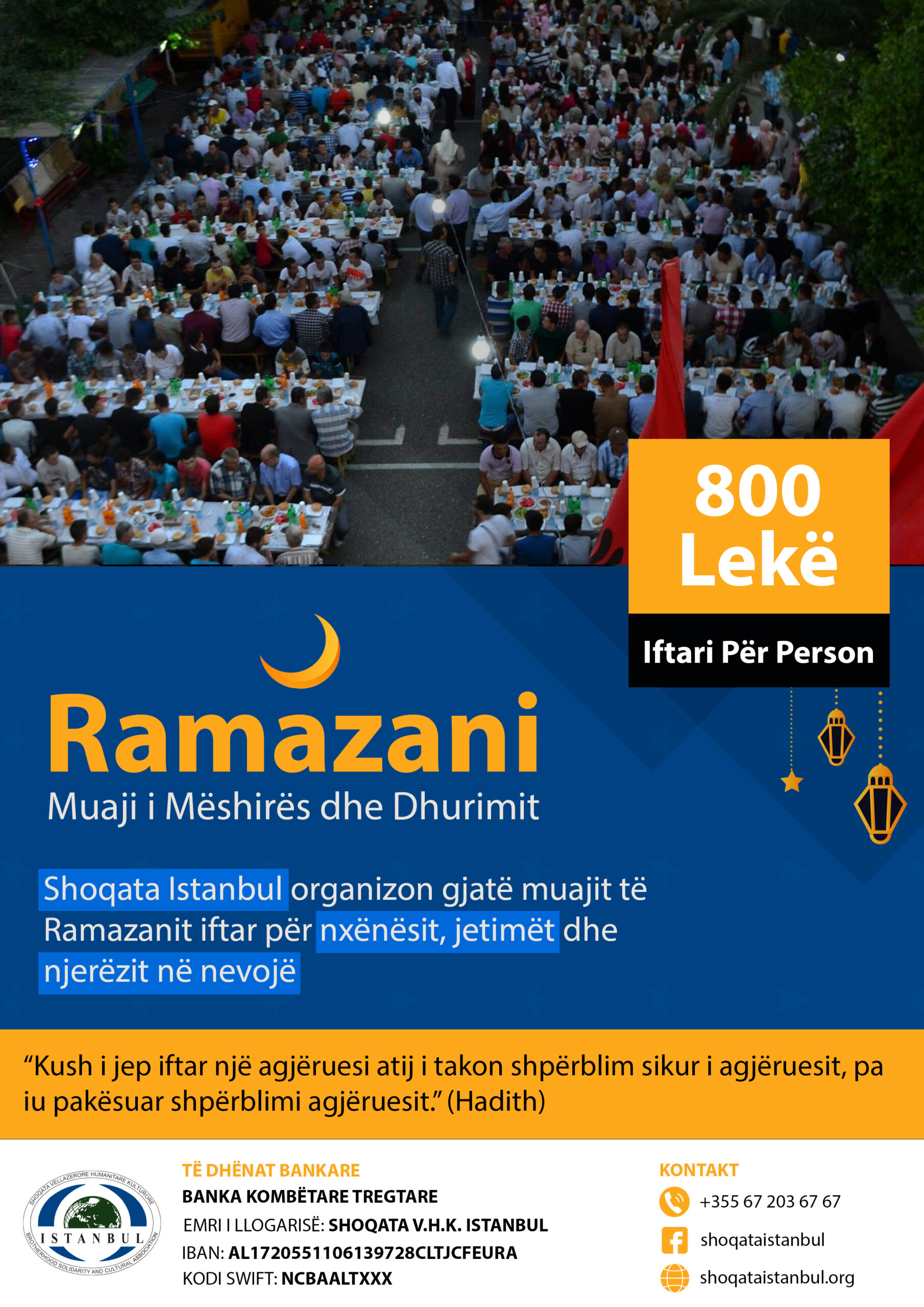 Shoqata Istanbul ju fton të bëhen pjesë e muajit të mëshirës dhe dhurimit
